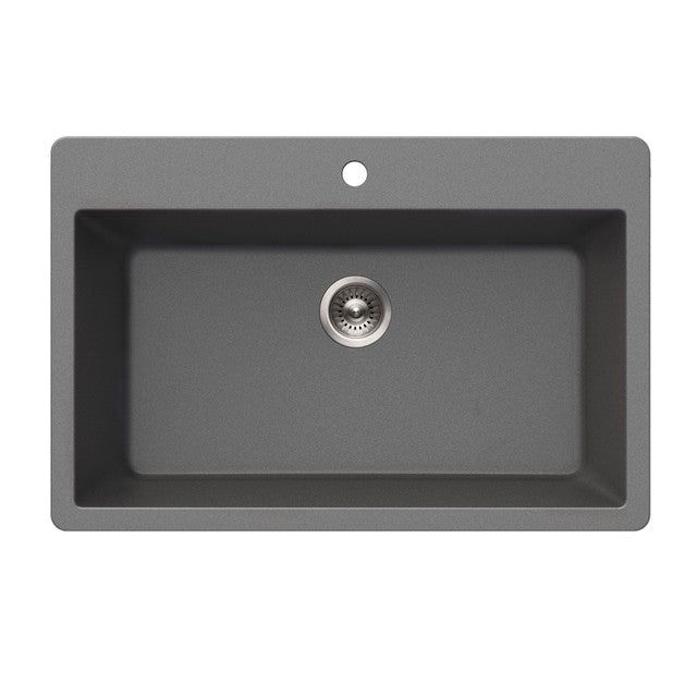 Houzer V-300 Quartztone 33 inch Cloud Granite Composite Topmount Single Bowl Kitchen Sink
