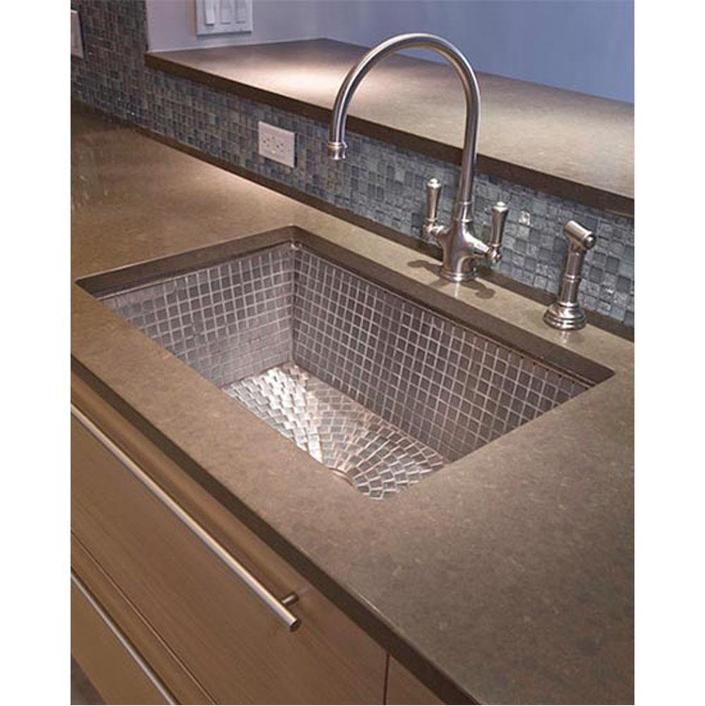 Linkasink V031 Drop-In Kitchen Sink Satin Nickel W/ Stainless Steel Mosaic Tile Interior