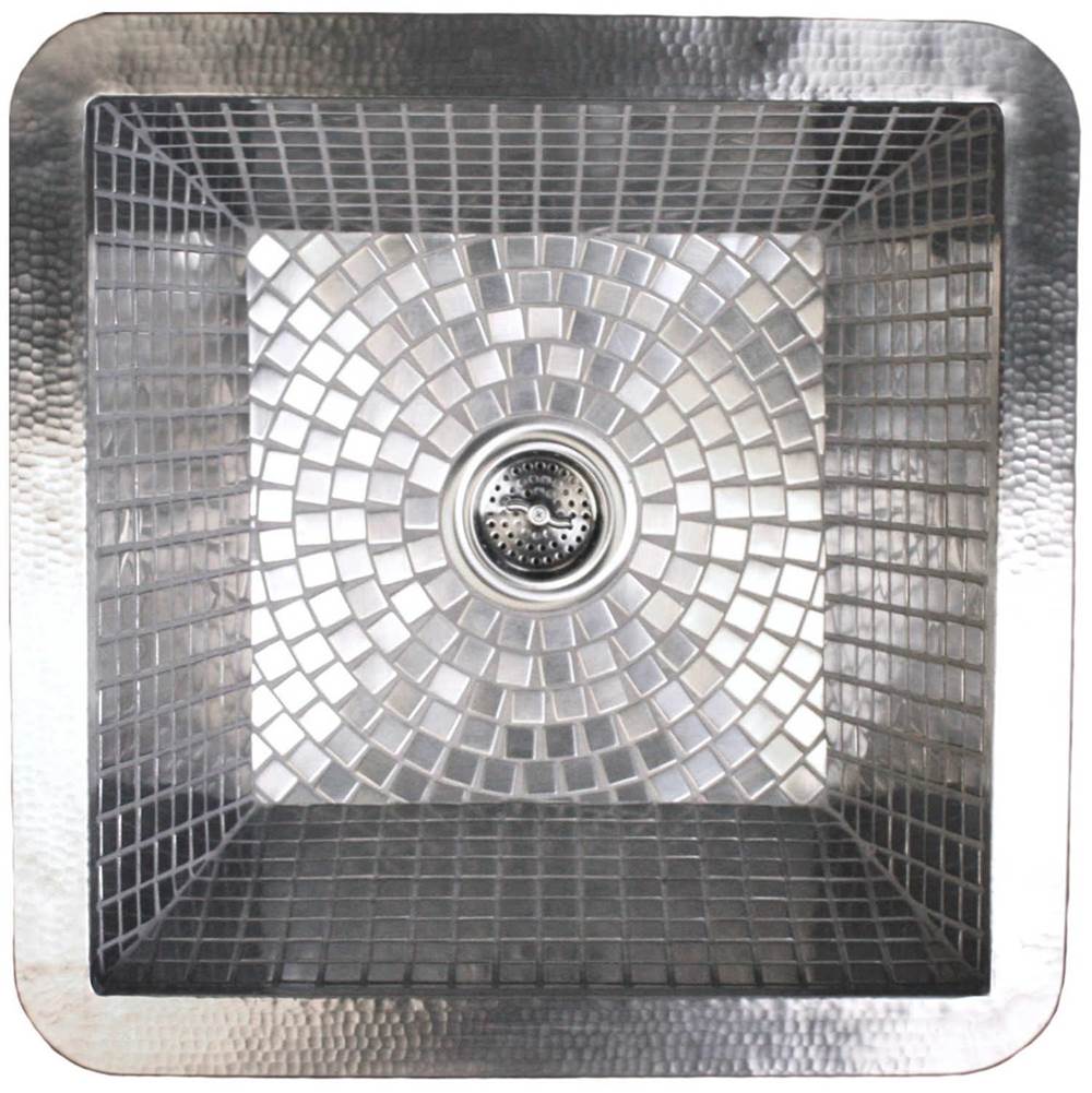 Linkasink V051 SS Hammered Stainless Steel - Drop-In Small Square With Stainless Steel Mosaic Interior