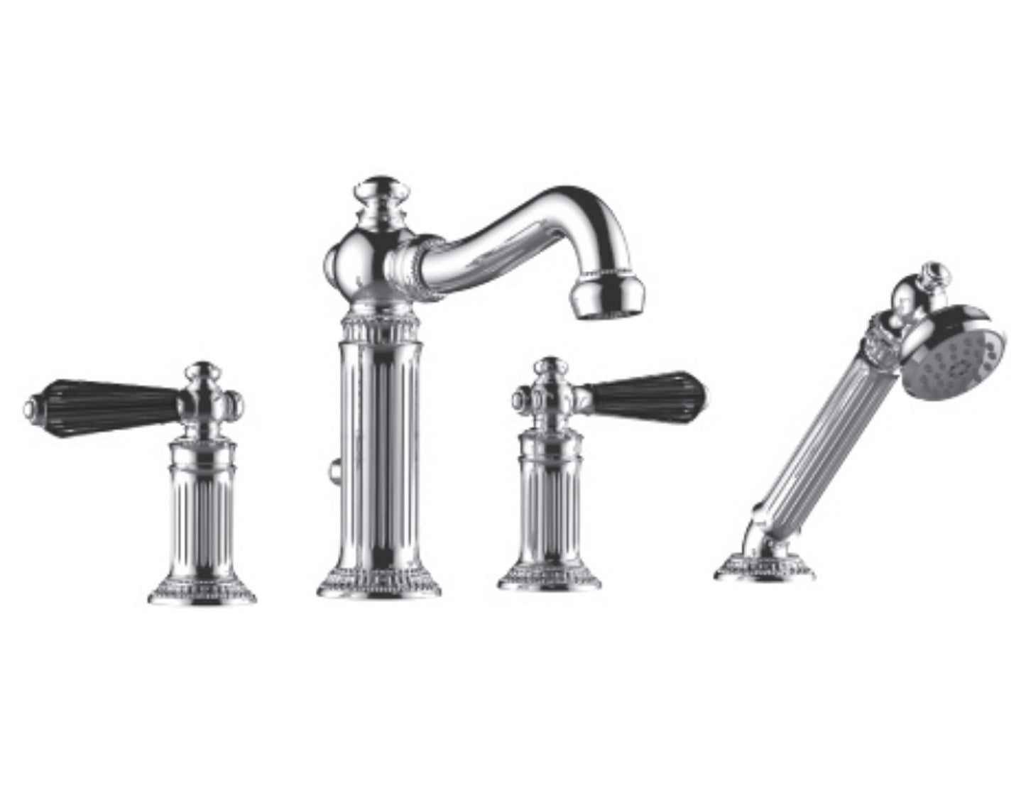 Vissoni V1655BCJ-TM Roman Tub Filler w/Single Function Hand Shower - Uses P0360 valve - Parent
