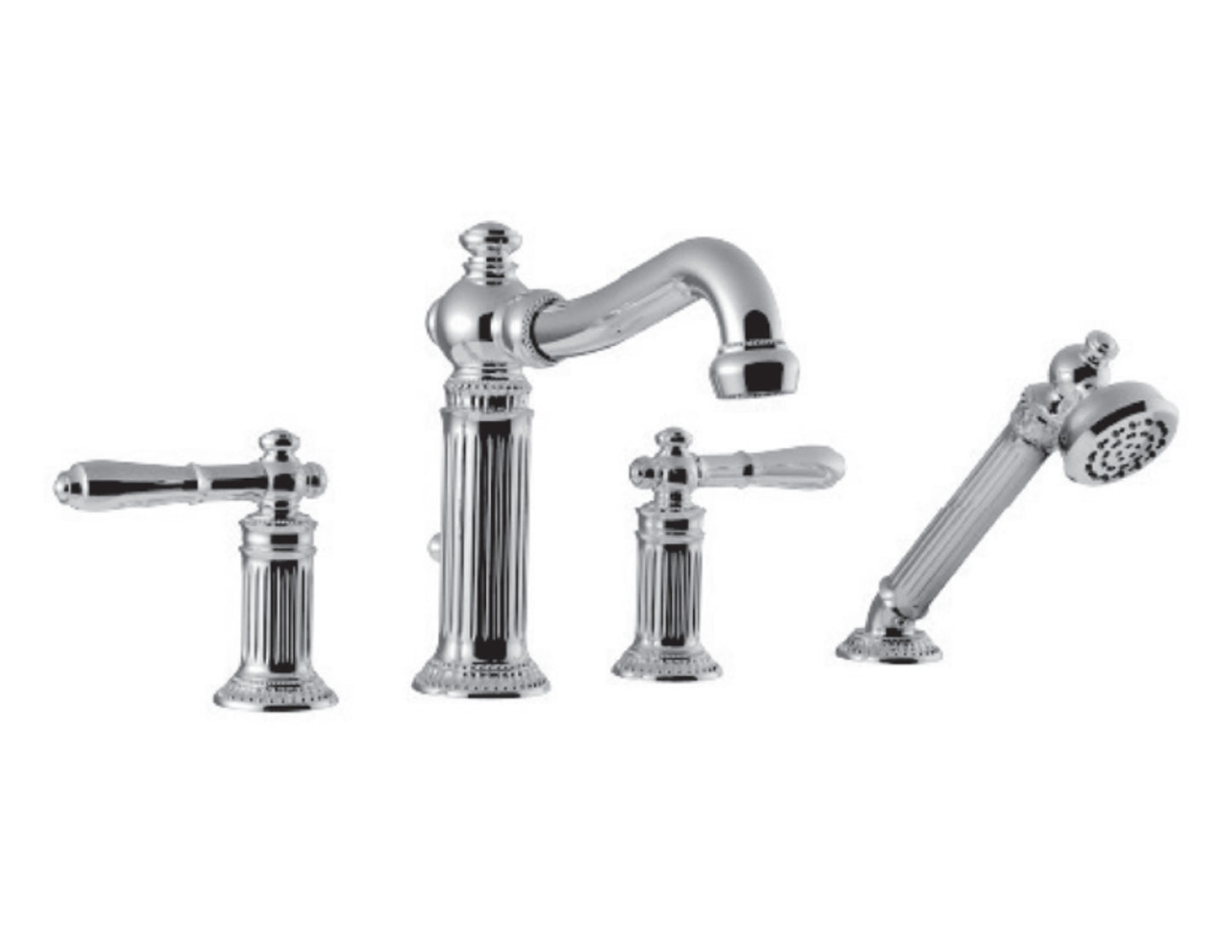 Vissoni V1655GA-TM Roman Tub Filler w/Single Function Hand Shower - Uses P0360 valve - Parent