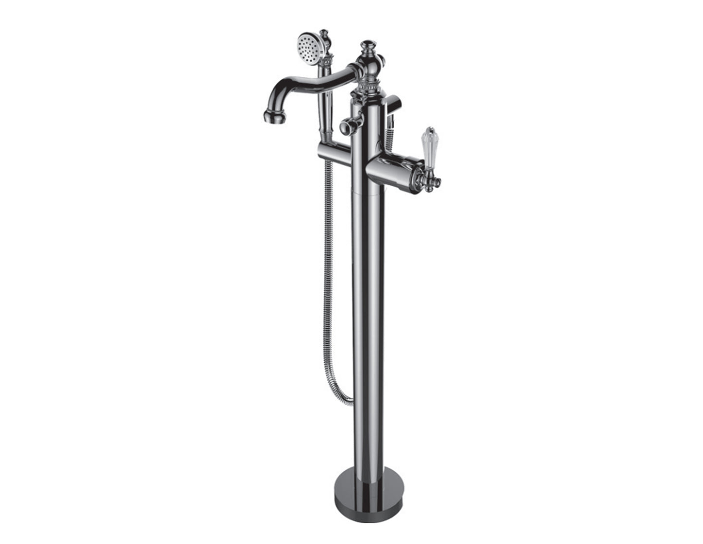 Vissoni V7054PC-TM Floor Mount Tub Filler w/Single Function Hand Shower and Hose - Uses P0800 valve - Parent