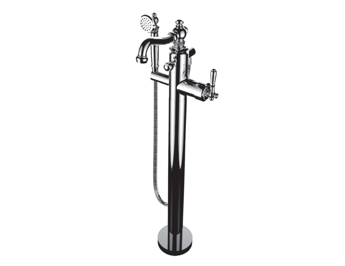 Vissoni V7054PE-TM Floor Mount Tub Filler w/Single Function Hand Shower and Hose - Uses P0800 valve - Parent