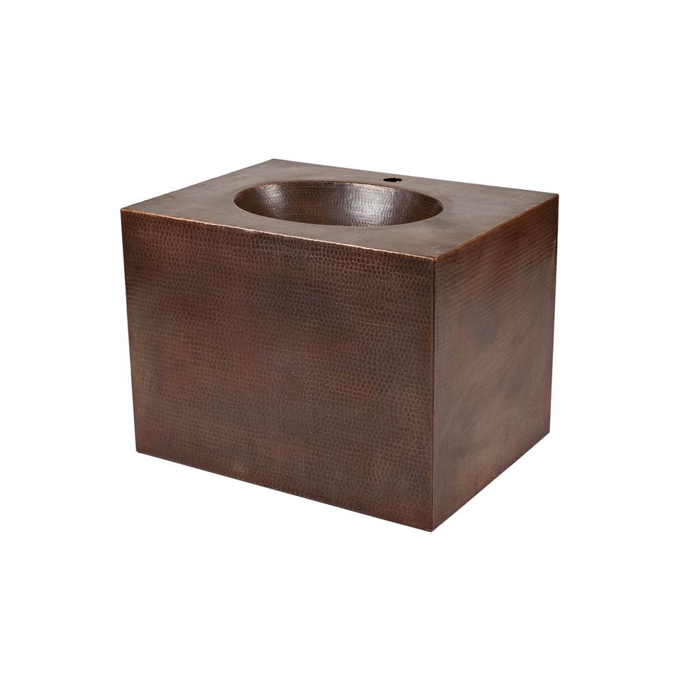 Premier Copper Products VADB24181 24" Hammered Copper Wall Mount Vanity with Single Faucet Hole