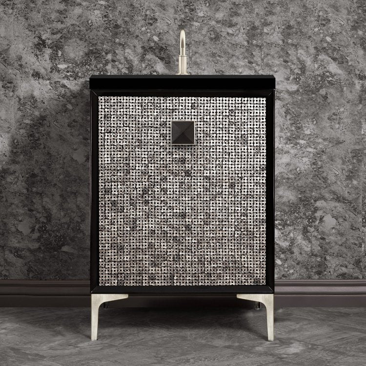 Linkasink VAN24B-015SN Mother Of Pearl With 3 Artisan Glass Prism Hardware 24 Wide Vanity, 24 X 22 X 33.5 (Without Vanity Top) - Parent