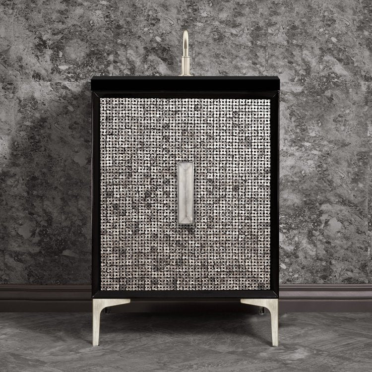 Linkasink VAN24B-016SN Mother Of Pearl With 8 Artisan Glass Prism Hardware 24 Wide Vanity, 24 X 22 X 33.5 (Without Vanity Top) - Parent