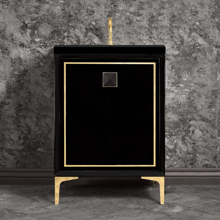 Linkasink VAN24B-023PB Linea With 3 Artisan Glass Prism Hardware 24 Wide Vanity, 24 X 22 X 33.5 (Without Vanity Top) - Parent