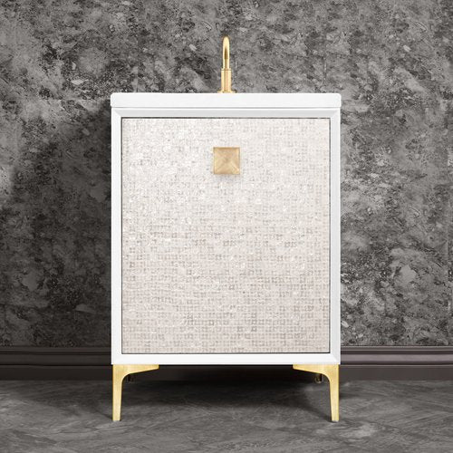 Linkasink VAN24W-015SB Mother Of Pearl With 3 Artisan Glass Prism Hardware 24 Wide Vanity, 24 X 22 X 33.5 (Without Vanity Top) - Parent