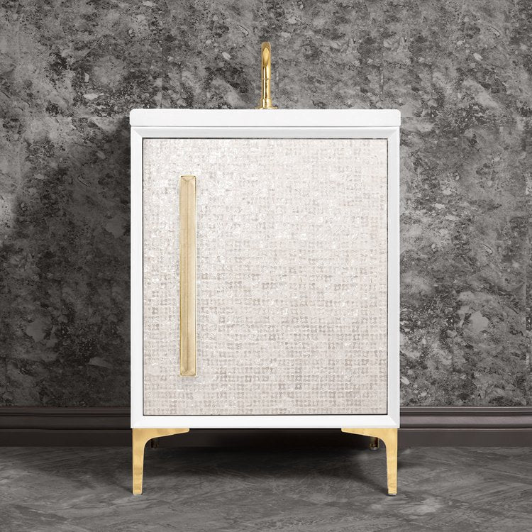 Linkasink VAN24W-017PB Mother Of Pearl With 18 Artisan Glass Prism Hardware 24 Wide Vanity, 24 X 22 X 33.5 (Without Vanity Top) - Parent