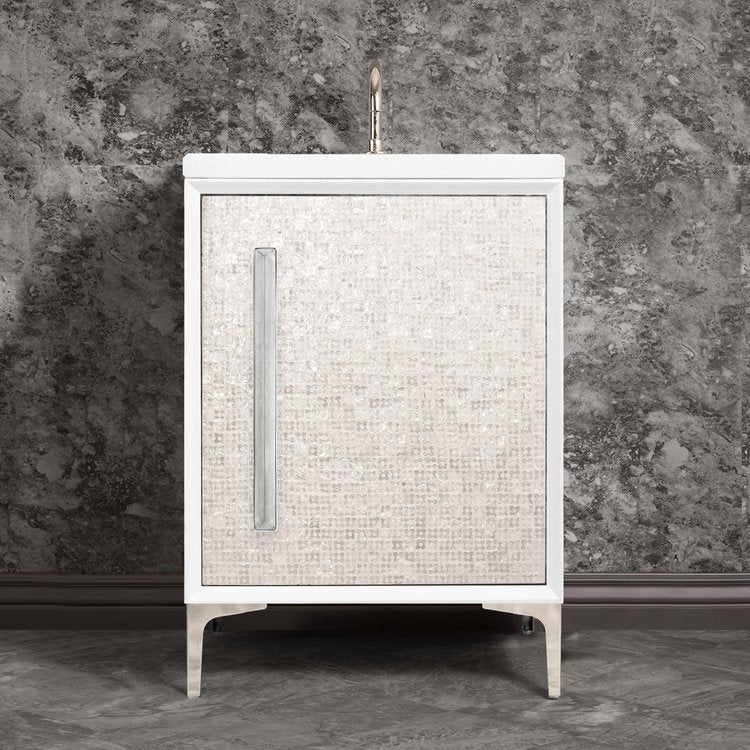 Linkasink VAN24W-017PN Mother Of Pearl With 18 Artisan Glass Prism Hardware 24 Wide Vanity, 24 X 22 X 33.5 (Without Vanity Top) - Parent