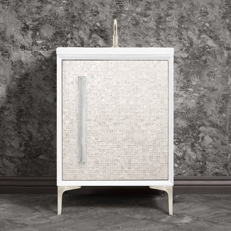 Linkasink VAN24W-017SN Mother Of Pearl With 18 Artisan Glass Prism Hardware 24 Wide Vanity, 24 X 22 X 33.5 (Without Vanity Top) - Parent