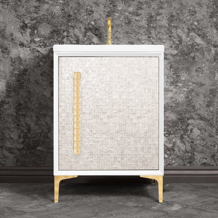 Linkasink VAN24W-018PB Mother Of Pearl With 18 Artisan Glass Pyramid Hardware 24 Wide Vanity, 24 X 22 X 33.5 (Without Vanity Top) - Parent