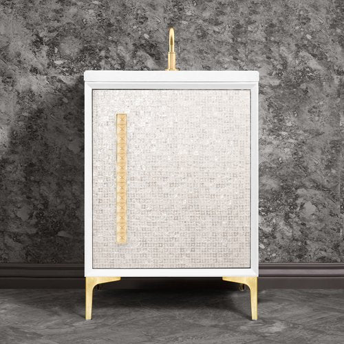Linkasink VAN24W-018SB Mother Of Pearl With 18 Artisan Glass Pyramid Hardware 24 Wide Vanity, 24 X 22 X 33.5 (Without Vanity Top) - Parent