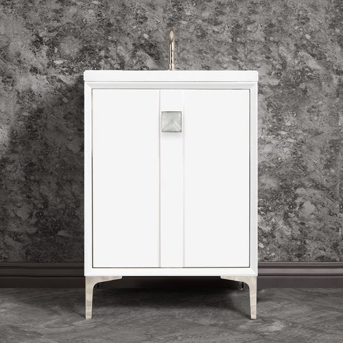 Linkasink VAN24W-019PN Tuxedo With 3 Artisan Glass Prism Hardware 24 Wide Vanity, 24 X 22 X 33.5 (Without Vanity Top) - Parent