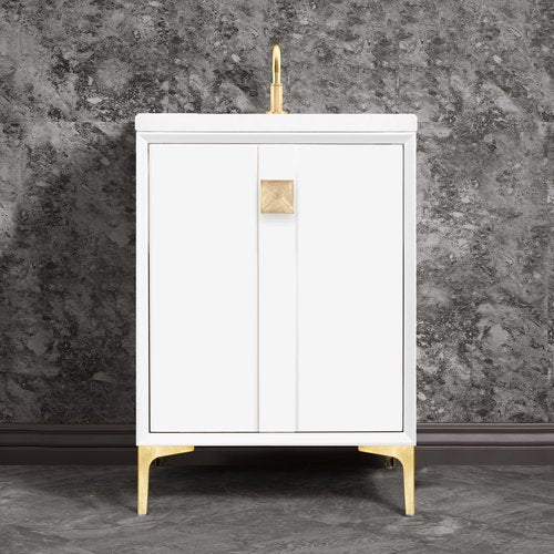 Linkasink VAN24W-019SB Tuxedo With 3 Artisan Glass Prism Hardware 24 Wide Vanity, 24 X 22 X 33.5 (Without Vanity Top) - Parent