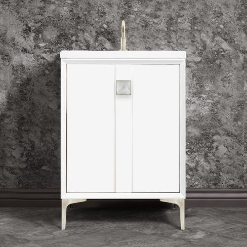 Linkasink VAN24W-019SN Tuxedo With 3 Artisan Glass Prism Hardware 24 Wide Vanity, 24 X 22 X 33.5 (Without Vanity Top) - Parent