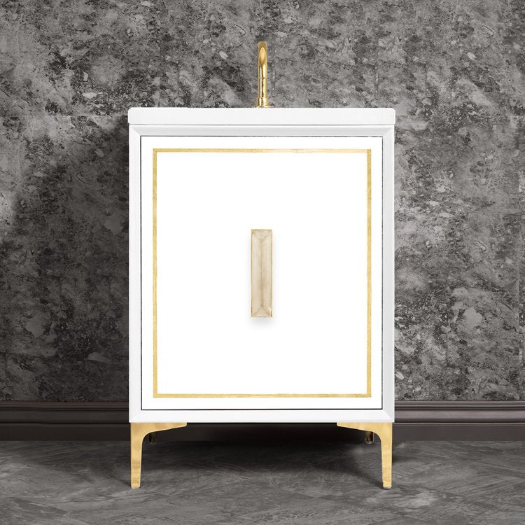 Linkasink VAN24W-024PB Linea With 8 Artisan Glass Prism Hardware 24 Wide Vanity, 24 X 22 X 33.5 (Without Vanity Top) - Parent