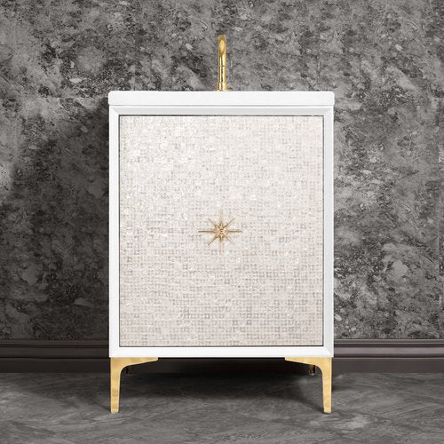 Linkasink VAN24W-028 Mother Of Pearl With Star Hardware 24 Wide Vanity, 24 X 22 X 33.5 (Without Vanity Top) - Parent