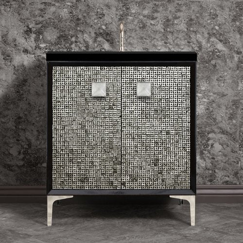 Linkasink VAN30B-015PN Mother Of Pearl With 3 Artisan Glass Prism Hardware 30 Wide Vanity, 30 X 22 X 33.5 (Without Vanity Top) - Parent