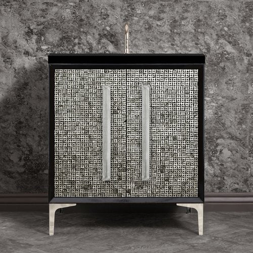 Linkasink VAN30B-017PN Mother Of Pearl With 18 Artisan Glass Prism Hardware 30 Wide Vanity, 30 X 22 X 33.5 (Without Vanity Top) - Parent