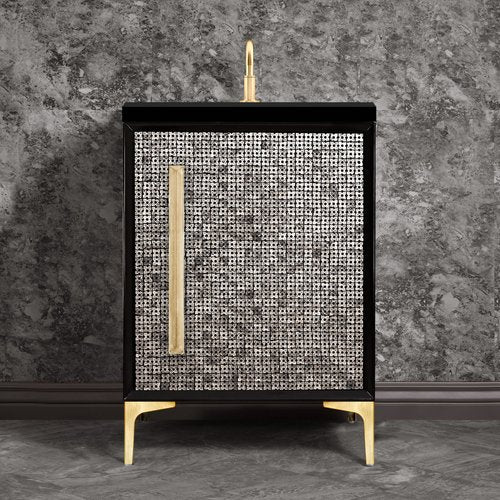 Linkasink VAN30B-017SB Mother Of Pearl With 18 Artisan Glass Prism Hardware 30 Wide Vanity, 30 X 22 X 33.5 (Without Vanity Top) - Parent