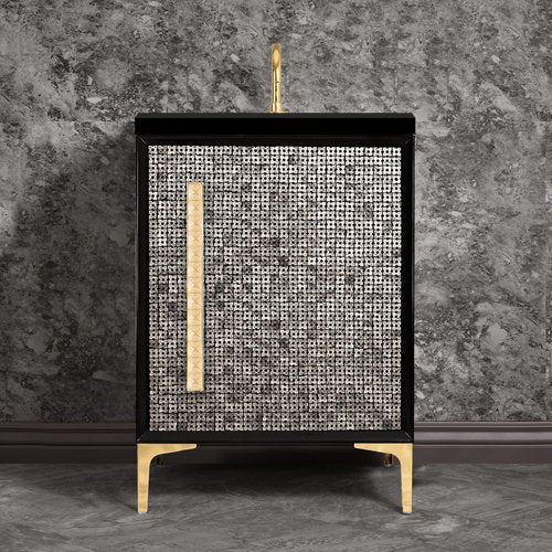 Linkasink VAN30B-018PB Mother Of Pearl With 18 Artisan Glass Pyramid Hardware 30 Wide Vanity, 30 X 22 X 33.5 (Without Vanity Top) - Parent