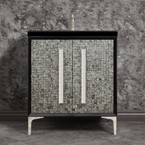 Linkasink VAN30B-018PN Mother Of Pearl With 18 Artisan Glass Pyramid Hardware 30 Wide Vanity, 30 X 22 X 33.5 (Without Vanity Top) - Parent