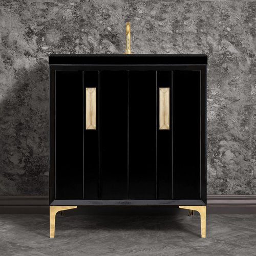Linkasink VAN30B-020PB Tuxedo With 8 Artisan Glass Prism Hardware 30 Wide Vanity, 30 X 22 X 33.5 (Without Vanity Top) - Parent
