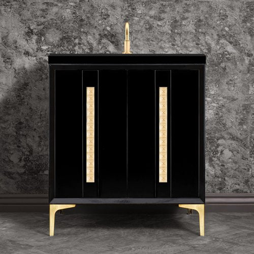 Linkasink VAN30B-022SB Tuxedo With 18 Artisan Glass Pyramid Hardware 30 Wide Vanity, 30 X 22 X 33.5 (Without Vanity Top) - Parent
