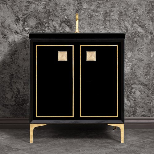 Linkasink VAN30B-023PB Linea With 3 Artisan Glass Prism Hardware 30 Wide Vanity, 30 X 22 X 33.5 (Without Vanity Top) - Parent