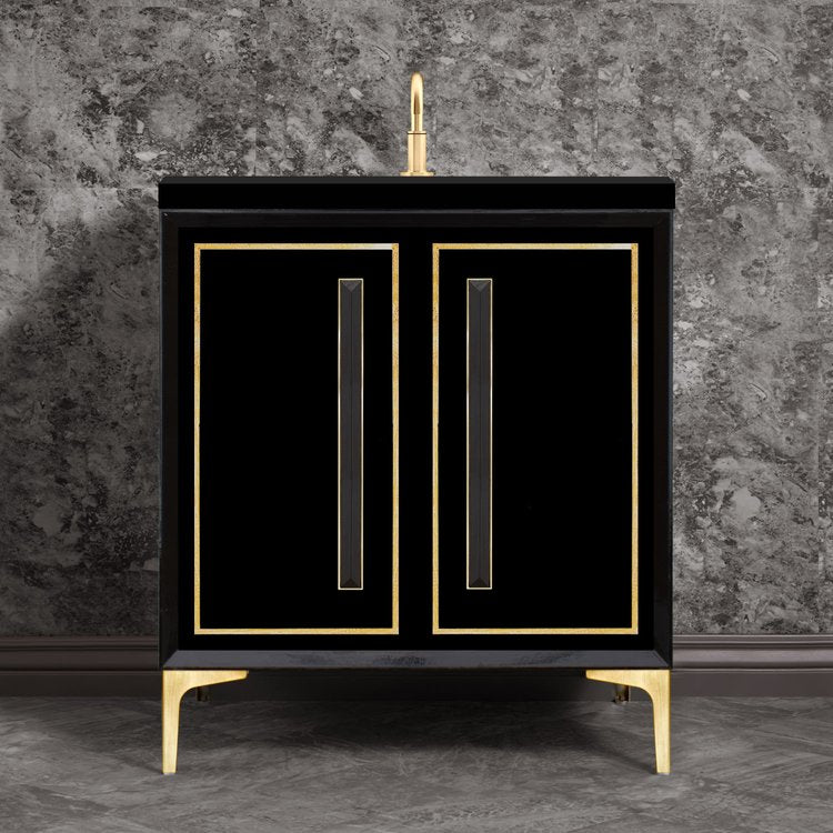 Linkasink VAN30B-025SB Linea With 18 Artisan Glass Prism Hardware 30 Wide Vanity, 30 X 22 X 33.5 (Without Vanity Top) - Parent