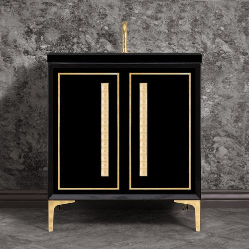 Linkasink VAN30B-026PB Linea With 18 Artisan Glass Pyramid Hardware 30 Wide Vanity, 30 X 22 X 33.5 (Without Vanity Top) - Parent
