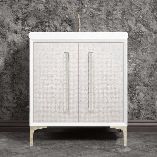 Linkasink VAN30W-018PN Mother Of Pearl With 18 Artisan Glass Pyramid Hardware 30 Wide Vanity, 30 X 22 X 33.5 (Without Vanity Top) - Parent