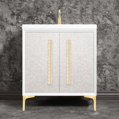 Linkasink VAN30W-018SB Mother Of Pearl With 18 Artisan Glass Pyramid Hardware 30 Wide Vanity, 30 X 22 X 33.5 (Without Vanity Top) - Parent