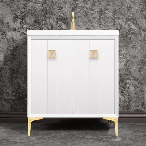 Linkasink VAN30W-019SB Tuxedo With 3 Artisan Glass Prism Hardware 30 Wide Vanity, 30 X 22 X 33.5 (Without Vanity Top) - Parent