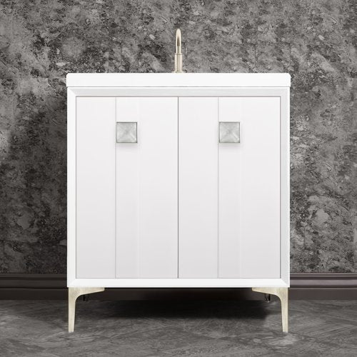 Linkasink VAN30W-019SN Tuxedo With 3 Artisan Glass Prism Hardware 30 Wide Vanity, 30 X 22 X 33.5 (Without Vanity Top) - Parent