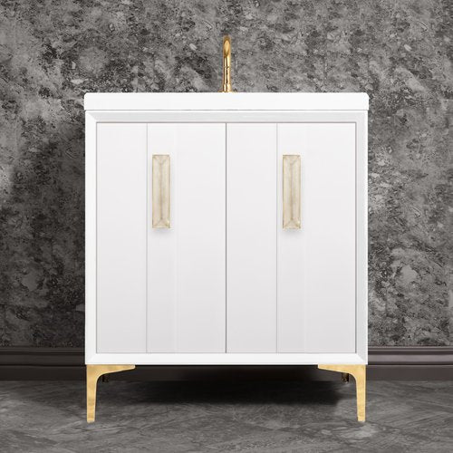 Linkasink VAN30W-020PB Tuxedo With 8 Artisan Glass Prism Hardware 30 Wide Vanity, 30 X 22 X 33.5 (Without Vanity Top) - Parent