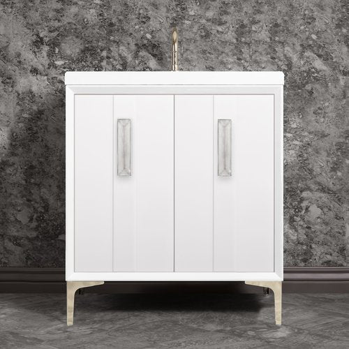 Linkasink VAN30W-020PN Tuxedo With 8 Artisan Glass Prism Hardware 30 Wide Vanity, 30 X 22 X 33.5 (Without Vanity Top) - Parent