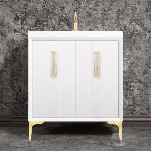 Linkasink VAN30W-020SB Tuxedo With 8 Artisan Glass Prism Hardware 30 Wide Vanity, 30 X 22 X 33.5 (Without Vanity Top) - Parent
