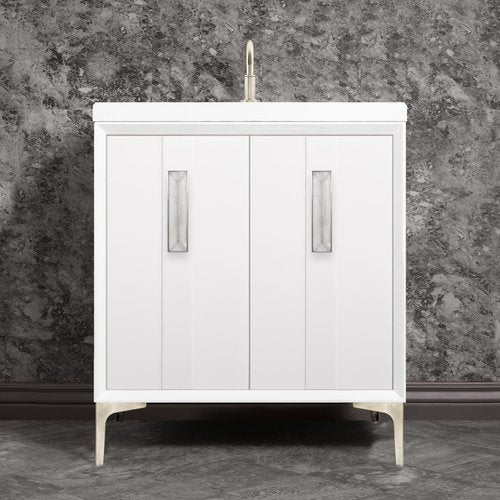 Linkasink VAN30W-020SN Tuxedo With 8 Artisan Glass Prism Hardware 30 Wide Vanity, 30 X 22 X 33.5 (Without Vanity Top) - Parent