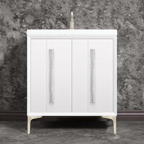 Linkasink VAN30W-021SN Tuxedo With 18 Artisan Glass Prism Hardware 30 Wide Vanity, 30 X 22 X 33.5 (Without Vanity Top) - Parent