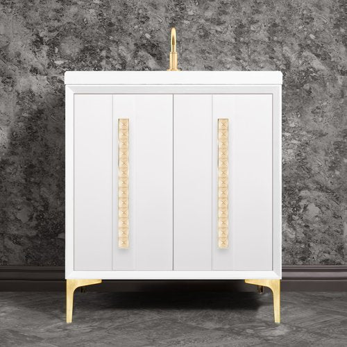Linkasink VAN30W-022SB Tuxedo With 18 Artisan Glass Pyramid Hardware 30 Wide Vanity, 30 X 22 X 33.5 (Without Vanity Top) - Parent