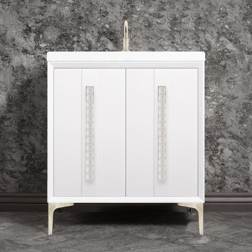 Linkasink VAN30W-022SN Tuxedo With 18 Artisan Glass Pyramid Hardware 30 Wide Vanity, 30 X 22 X 33.5 (Without Vanity Top) - Parent