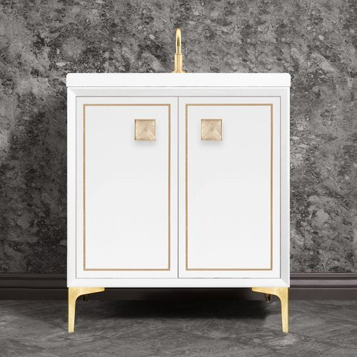 Linkasink VAN30W-023SB Linea With 3 Artisan Glass Prism Hardware 30 Wide Vanity, 30 X 22 X 33.5 (Without Vanity Top) - Parent