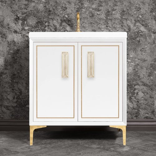 Linkasink VAN30W-024PB Linea With 8 Artisan Glass Prism Hardware 30 Wide Vanity, 30 X 22 X 33.5 (Without Vanity Top) - Parent