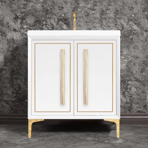 Linkasink VAN30W-025PB Linea With 18 Artisan Glass Prism Hardware 30 Wide Vanity, 30 X 22 X 33.5 (Without Vanity Top) - Parent