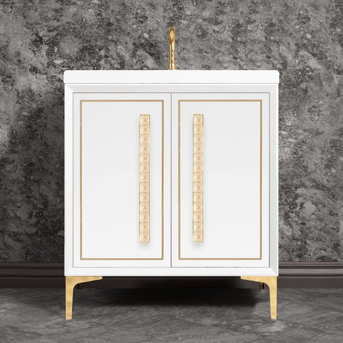 Linkasink VAN30W-026PB Linea With 18 Artisan Glass Pyramid Hardware 30 Wide Vanity, 30 X 22 X 33.5 (Without Vanity Top) - Parent