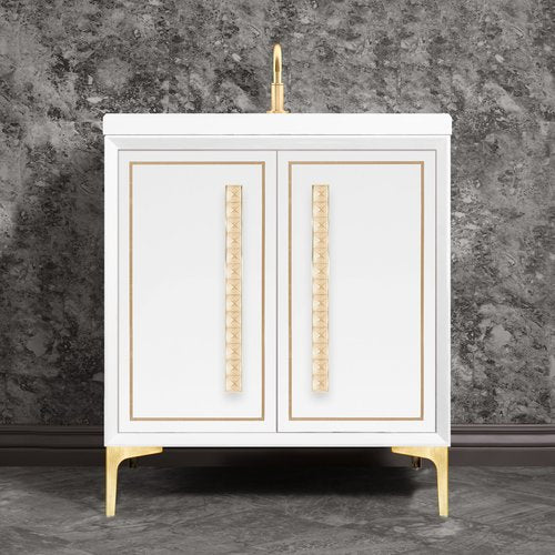 Linkasink VAN30W-026SB Linea With 18 Artisan Glass Pyramid Hardware 30 Wide Vanity, 30 X 22 X 33.5 (Without Vanity Top) - Parent