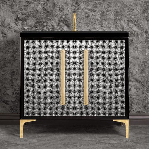 Linkasink VAN36B-017PB Mother Of Pearl With 18 Artisan Glass Prism Hardware 36 Wide Vanity, 36 X 22 X 33.5 (Without Vanity Top) - Parent