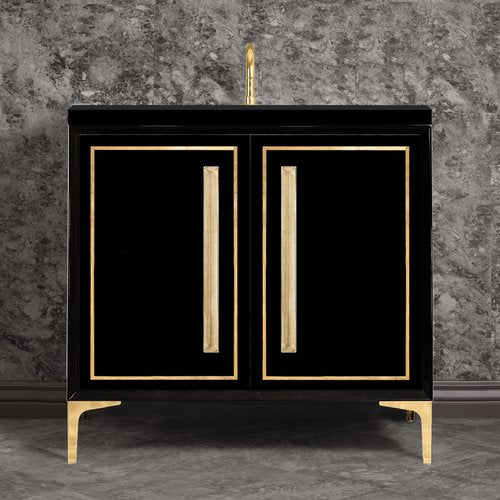 Linkasink VAN36B-025PB Linea With 18 Artisan Glass Prism Hardware 36 Wide Vanity, 36 X 22 X 33.5 (Without Vanity Top) - Parent